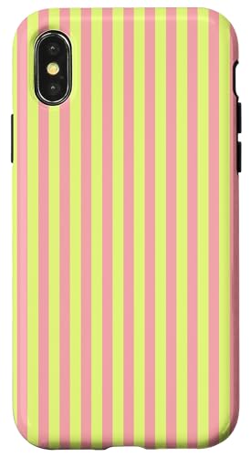 Pastel Pink and Green Striped Spring Color Design �X�}�z�P�[�X iPhone X/XS �p