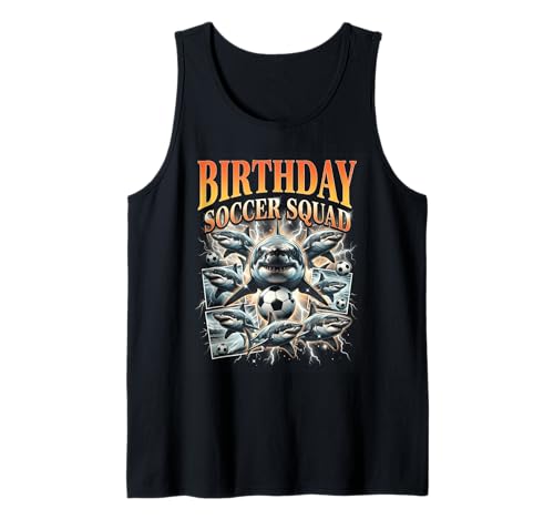Soccer Squad Shark Player Team Birthday Boy Tank Top