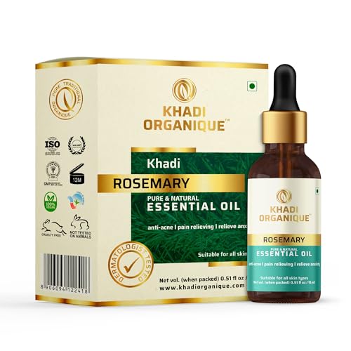 Image of Khadi Organique Rosemary Essential Oil & Tea Tree Essential Oil Combo For Potential Hair Growth, Hair Fall Control & Reduce Dark Spots | Therapeutic Grade Essential Oils for all Skin Types - 2x15ml