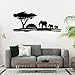 Cadeali Sunset Elephant Metal Wall Art, Africa Safari Animals Wall Art, Elephant Family Metal Decor, Wildlife Artwork, Safari Decorations, Modern Nursery Home Office Decor (Black, 35