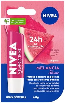 NIVEA Hidratante Labial Melancia Shine 4,8g, Hidratação Intensa 2...