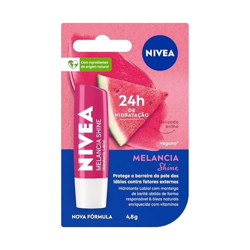 NIVEA Hidratante Labial Melancia Shine 4,8g, Hidratação Intensa 24h, Cor Suave, Brilho Del... NIVEA Hidratante Labial Melancia Shine 4,8g, Hidratação Intensa 24h, Cor Suave, Brilho Del...