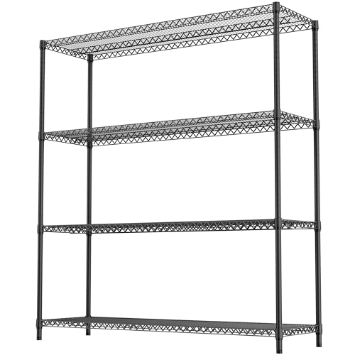 Image of M MZG 2800LBS 59 inch W 4 Tiers Storage Shelves Load, Metal Shelving Wire Metal Shelving Unit Shelves for Storage Adjustable Garage Shelving for Pantry Kitchen Garage Black 17.7 inch D x 59.1 inch W x 70.4 inch H
