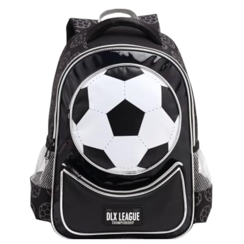 Mochila de Costa Infantil Escolar Para Menino Tamanho Grande com Design de Bola de Futebol