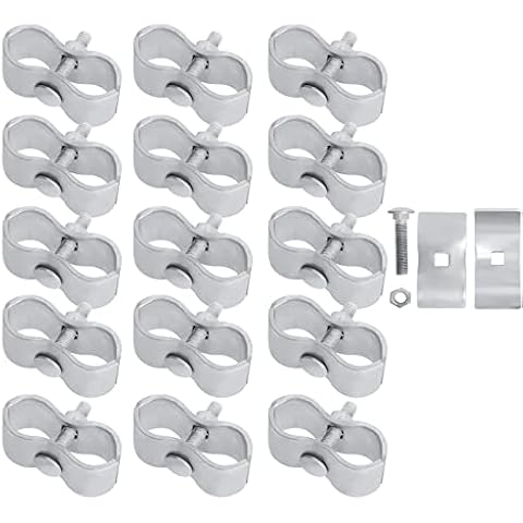 Dog Kennel Panel Clamps Chain Link Fence Clamps 1-3/8’’ Fence Parts (16 Sets) Temporary Dog Kennel Clamps Galvanized Fence Ties for 32mm Pipe Panel Frames Cover