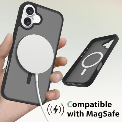 Image of Glassology Silicon Case for iPhone 16 Plus Frosted Magnetic Case - Matte Translucent TPU+PC Shockproof & Anti-Scratch Phone Cover with N52 Magnet Black