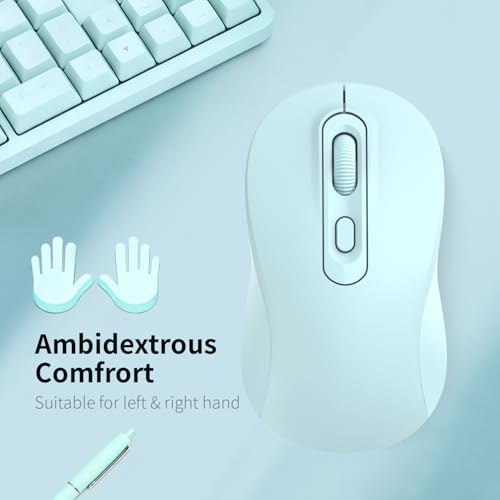 Image of Wireless Mouse, 2026 New Model, Silent Click Ergonomic Design, Portable, 4 Buttons, Adjustable DPI (800 /1200 /1600), for Laptop /PC /Office (Blue)
