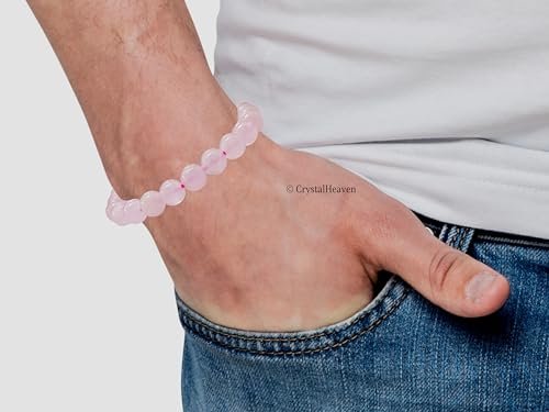 Image of Certified Rose Quartz Bracelet for Women Men with Healing Crystal
