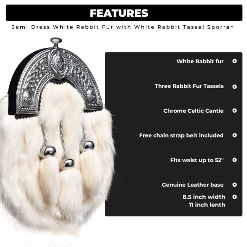 Sporran Kilt for Men Premium Fur Full Dress Scottish kilt Sporrans for men with Chain Belt Kilt Accessories4