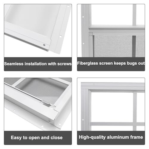 2 Pack Shed Window, 24\" x 36\" Flush Mount Window with Tempered Glass and Fiberglass Screen, Small Sliding Windows for Shed, Chicken Coop, Playhouse, Household, Garage, Barns, White - Thumbnail 7