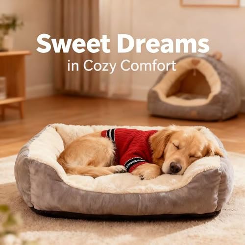 Image of Small /Medium Dog Sweater, Warm Dog Winter Coat w /Sleeves, Comfortable High Neck & Leash Hole, Premium Dog Clothes for Golden Retriever-Best for Holidays, Daily Walks XXL Bright Red