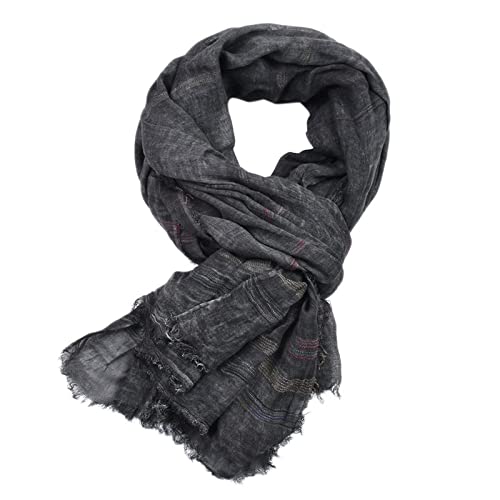 Bufandas de invierno de lino de algodón a rayas de moda unisex 3