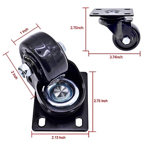 Dgq Heavy Duty Casters 2" Swivel Plate Caster Wheels Premium Commercial Grade Non-Marking Durable Nylon Castors With 1320 Lbs Capacity 4 Pack #TOP1