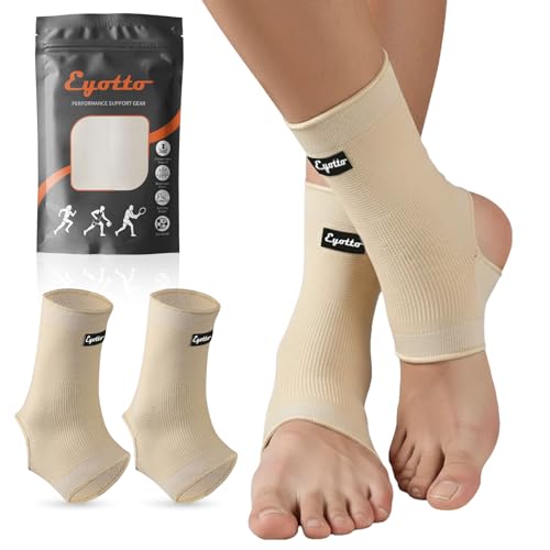 eYotto Compression Ankle Sleeve For Men Women(2 PACK),Breathable Ankle Support Brace Compression Sock For Men Women for Swelling, Plantar Fasciitis, Sprain,Pain Relief,Running