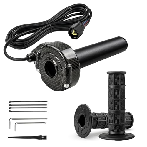Full Twist Throttle Grip Kit Compatible with Surron Light Bee X/S Segway X160 X260 Rolling Bearing Right Hand Throttle Handle with Cable Carbon Fiber Style Electric Dirt Bike Throttle