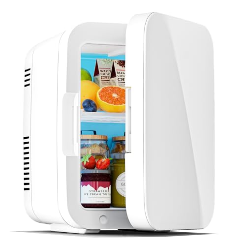 Image of Mini Fridge for Bedroom - Portable 4 Liter /6 Can Cooler & Warmer for Skincare, Cosmetics, Makeup, Medicine & Food - Small Refrigerator with AC /DC Power for Home, Car, Dorm & Office