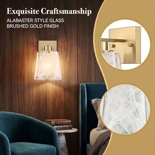 Image of DAYCENT Modern Gold Wall Sconce with Smoky Glass Shade