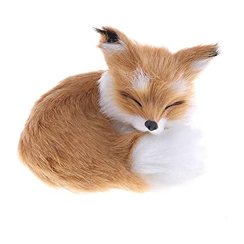 GUDVES Simulation Brown Fox Toy Furs Squatting Fox Model Home Decoration Animals World Cover
