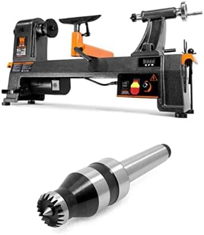 WEN 6-Amp 14-Inch by 20-Inch Variable Speed Benchtop Wood Lathe and 3/4-Inch MT2 Crown Revolving Live Center for Wood Lathes (34035, LA1334)