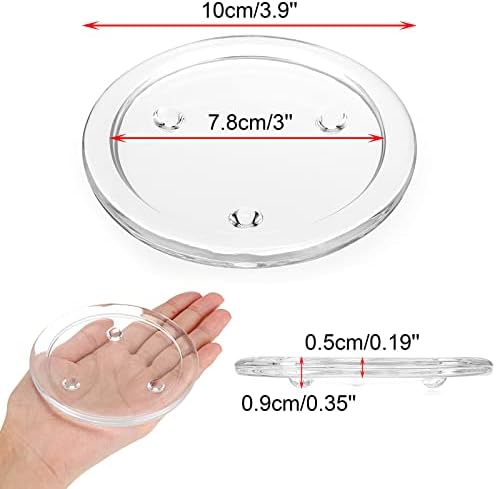 SUMTree 5 PSC Transparent Glass Round Candle Plate Cup Crystal Cup Mat for Pillar Candle Clear Plate Home Décor for Wedding Party Dinner Event Centerpiece Home Decor , 4 Dia/10cm