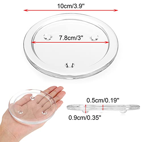 Ownmy 5Pcs Clear Glass Candle Plates 3 Inch Pillar Candle Holders, Glass Coaster Holder Small Round Plate Candle Tray Candle Plate For Pillar Candle, Modern Candle Centerpiece For Dining Table Wedding #TOP2