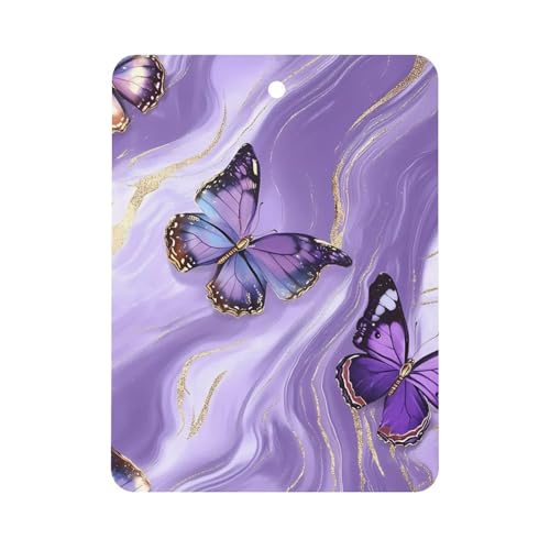 Purple Marble Butterfly Car Air Freshener Hanging Aromatherapy Tablets for Car Accessories Square