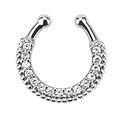 BodyJ4You Fake Septum Hanger Piercing Clip On Crystal Clear