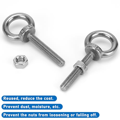 Pernos de ojo M8 con tuercas en acero inoxidable para reparar muebles y columpios 6