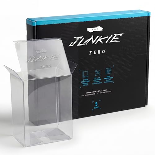 POP JUNKIE Pop Protectors – 0.7mm Ultra-Premium Box Protector Case with UV + IR Filtering – Compatible with 4-Inch Boxed Funko Figures – SYSTEM ZERO (5 Pack)
