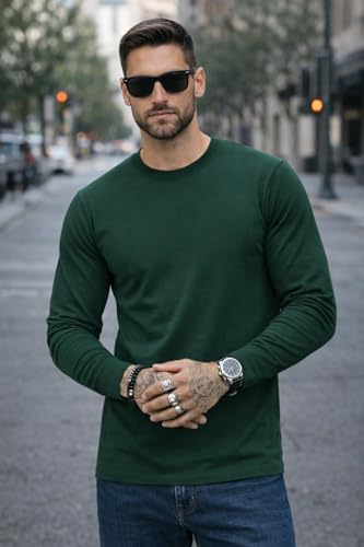 Image of RodZen 100% Pure Cotton Round Neck Regular Fit Plain Solid Full Sleeve T-Shirt Combo for Men & Boys (Pack of 4 Available in Size S to 2XL)