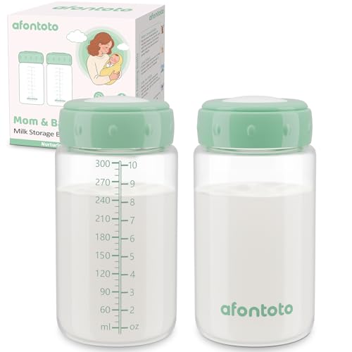 Image of Baby Bottles for Pumping Compatible with Spectra S1/S2/SG/9Plus /Motif Luna Flange, 9.5oz Breastmilk Storage Bottle for Fridge, Wide-Neck Collection Bottles Fit Momcozy Breast Milk Cooler 22oz, Green