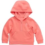 Carhartt CA7106 - Sudadera de manga larga acolchada con media cremallera para niñas, Rosa jaspeado, 3 meses