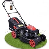 STAHLMANN Rasenmäher Benzin mit Antrieb BR532 – 7,0PS (5,1kW) 223ccm mit Antrieb, 53cm Schnittbreite, Mulchen, Schnitthöhenverstellung, Easy Clean Anschluss, Große Räder, 60L Korb