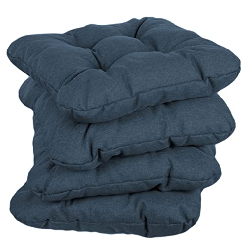 Gutekissen® Stuhlkissen gesteppt Polsterauflage Auflage für Stühle/Bänke für Haus und Garten Sitzauflage Gartenkissen Sitzkissen viele Farben PI1 (45x45, Dunkelblau, 4)