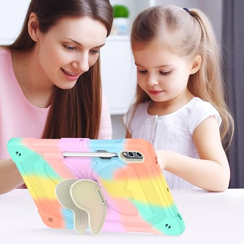 Samokor Kids Case for Samsung Galaxy Tab S10+ Plus 2024/S9+ Plus/S9 FE+ Plus 2023 (12.4 Inch),with Tempered Glass Screen Protector & Butterfly Kickstand,Shockproof Full Body Protective,Colourful Pink - Image 6