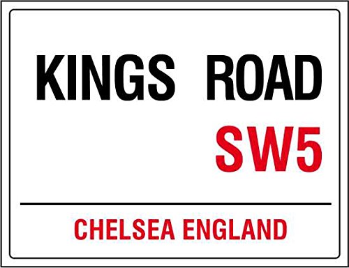 TNND Targa In Metallo Kings Road Chelsea London – 20x30 Cm, Stile Vintage Retrò Con Effetto Ruggine, Decorazione Da Parete
