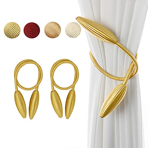 Soarzis Curtain Tiebacks European Style Curtain Holdbacks Creative Decorative Window Drape Twist TieBacks for Home Office Window Curtains No Magnetic (Gold)