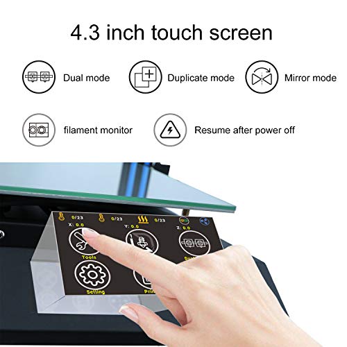 HICTOP Tenlog D3 pro 3D Printer IDEX Independent Dual Extruder 24V D3 Hero Direct Feed 11.8x11.8x13.8 inch(300x300x350mm) (Dual Extruder)