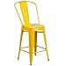 Flash Furniture 24'' High Yellow Metal Indoor-Outdoor Counter Height Stool with Back