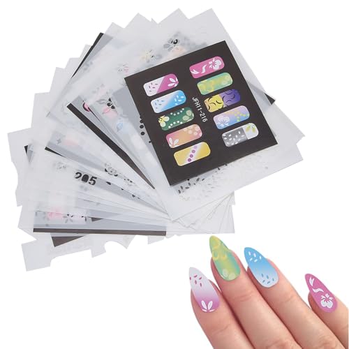 Airbrush-Schablonen für Nägel, wiederverwendbare Schablonen, 19 x 13 x 2, 20 Stück, Druckschablone für Nageldekoration, wiederverwendbare Schablone, Nagelaufkleber,