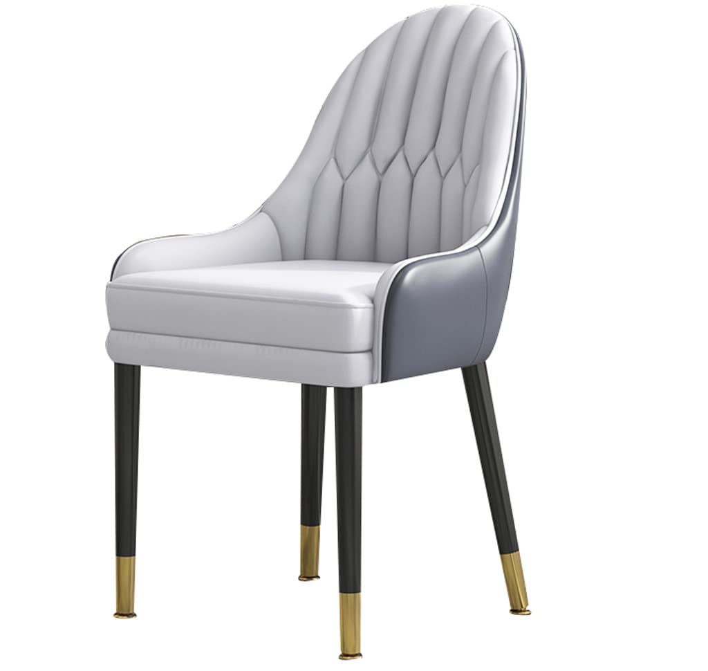 Chaise de salle à manger moderne en similicuir haut dossier et pieds bois massif pour salon L