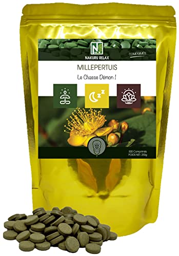 NAKURU | Millepertuis | NAKURU Relax | Fabriqué en France | Le Chasse Démon! (500 Comprimés de 500mg / Poids Net: 250g)