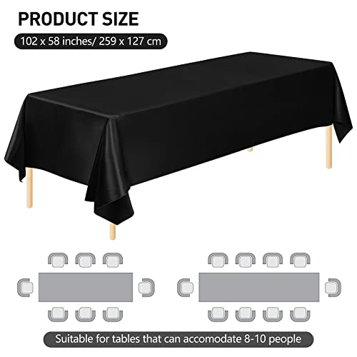 Mceast 4 Pieces Black Satin Tablecloth 102 X 58 Inch Black Satin Table Overlay Cover Rectangular Bright Silk Tablecloth For Party, Wedding, Banquet Table Decoration #TOP1