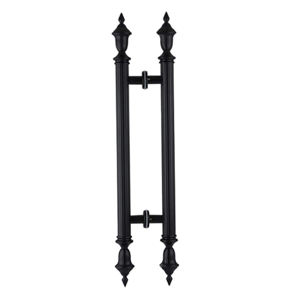Poignée de porte en bois rétro et acier noir mat pour entrée de prestige