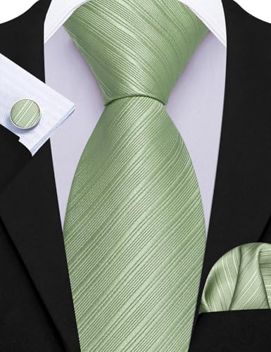 Image of Barry.Wang 6 PCS Men Ties Set Silk Business Fashion Woven Necktie Handkerchief Cufflinks Paisley Stripe Wedding Party