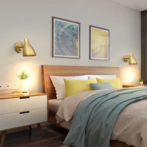 Image of Pathson Set of 2 Adjustable Wall Sconce with Dimmer Switch, Vintage Bedside Wall Vanity Lighting, Hardwired Metal Wall Light Lamp for Bathroom Bedroom Living Room Kitchen Sink Farmhouse