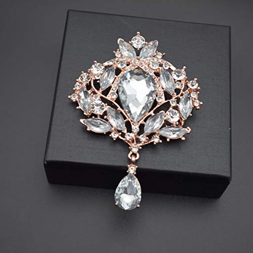 Image of Wedding Bridal Big Crystal Rhinestone Bouquet Brooch Shawl Pin for Women