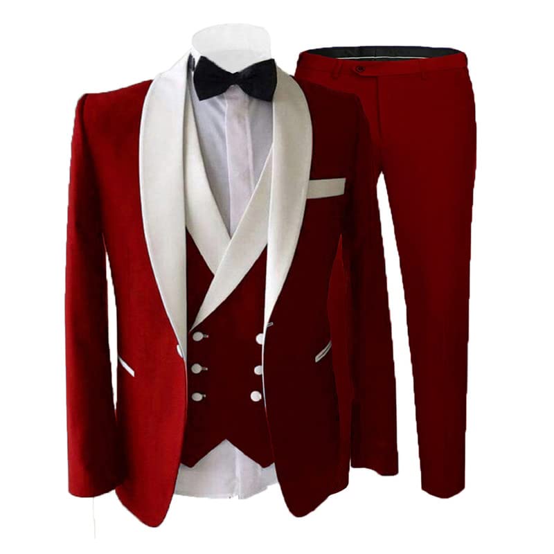 2026 Formal Suits for Men Wedding Slim Fit 3 Piece Dress Tux Business Party Jacket Vest & Pants JXZ0072