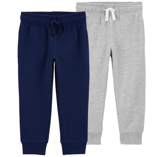 Carter's Toddler Boys 2 Pack French Terry Active Joggers/Pants (Navy and Gray, 7).