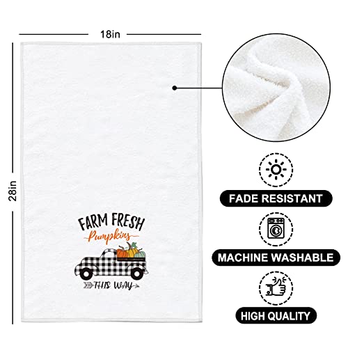 Whaline Fall Kitchen Towel White Black Buffalo Plaid Dish Towel Farm Fresh Truck Dish Towel 28 X 18 Inch Autumn Harvest Tea Towel Large Cloth Towel For Autumn Holiday Kitchen Cooking Baking, 4 Pack #TOP1